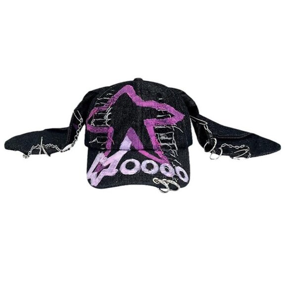Bunny Ear Baseball Cap Punk Y2K Hiphop Hat Adjustable Metal Buckle main image 5